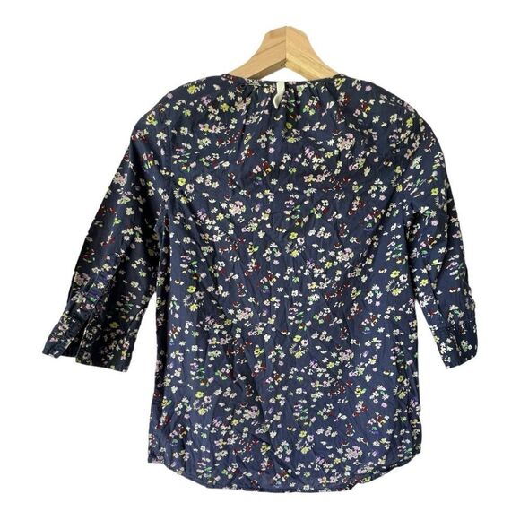 Women's VINTAGE blouse floral purple 3/4 sleeve Crewcuts J.crew U.K front button - Picture 3 of 11